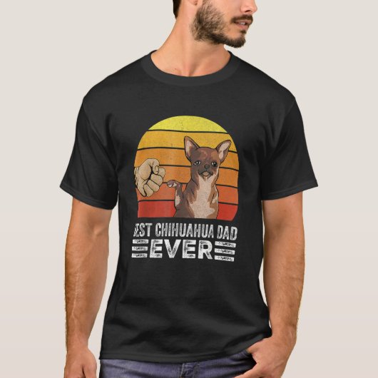 Mens Retro Best Chihuahua Dad Ever  Fathers Day Ch Tシャツ (正面)