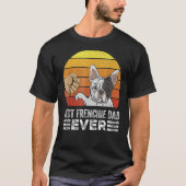 Mens Retro Best Frenchie Dad Ever Daddy French Bu Tシャツ (正面)