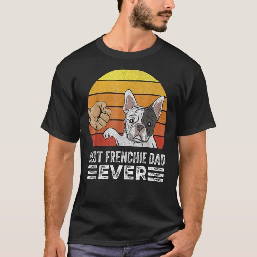 Mens Retro Best Frenchie Dad Ever  Daddy French Bu Tシャツ (正面)