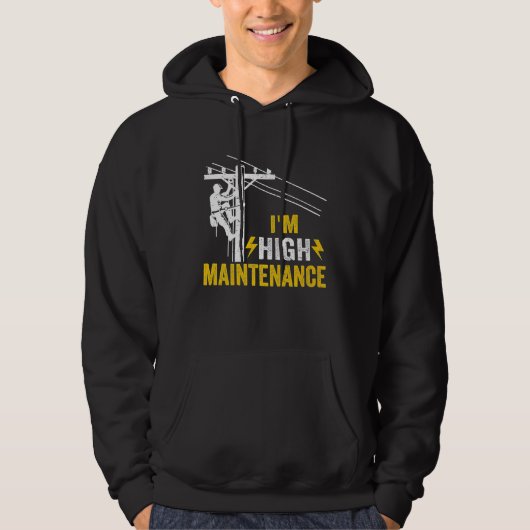 Mens Retro Electrician Lineman Journeyman I'm High パーカ (正面)