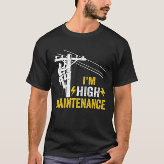 Mens Retro Electrician Lineman Journeyman I'm High Tシャツ
