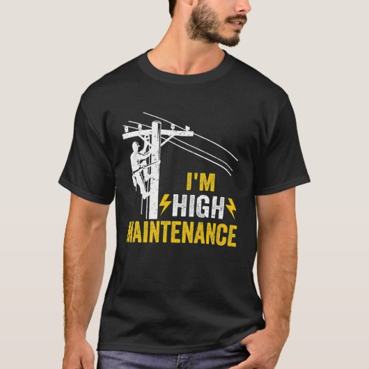 Mens Retro Electrician Lineman Journeyman I'm High Tシャツ (正面)