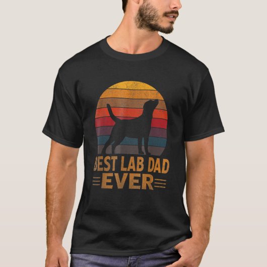 Mens Retro Labrador Dog Dad  Golden Black Lab Fath Tシャツ (正面)