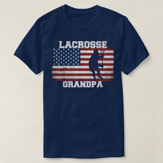 Mens Retro Lacrosse Grandpa American Flag Proud LA Tシャツ (デザイン正面)