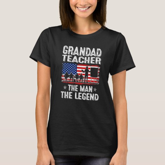 Mens Retro Us Flag Father's Day Grandad Teacher Th Tシャツ (正面)