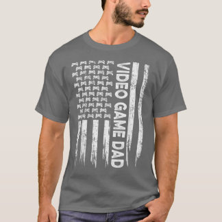 Mens Retro USA American Flag Video Game Dad Patrio Tシャツ