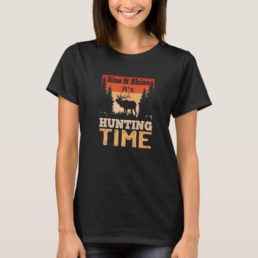 Mens Rise N Shine It's Hunting Time Hunter Dad Tシャツ (正面)