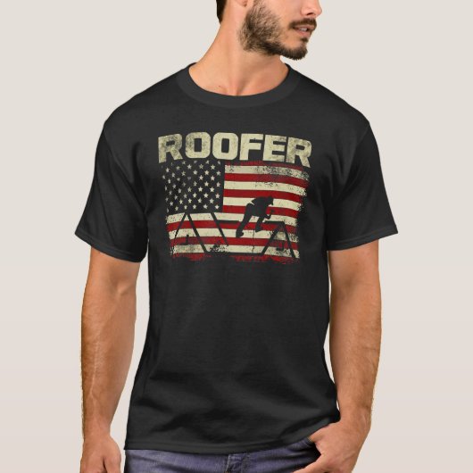 Mens Roofer American Flag Mens Roofing 3 Tシャツ (正面)