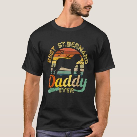 Mens Saint Bernard Dad Best Daddy Dog  Retro Fathe Tシャツ (正面)