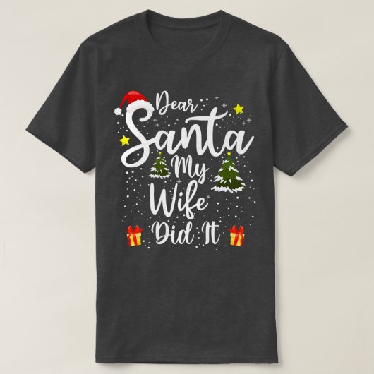 Mens Santa私の妻親愛はクリスマスを外おもしろいに行った Tシャツ (デザイン正面)