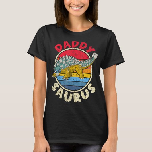Mens Saurus Daddy I Ankylosaurus Durus I Family Tシャツ (正面)