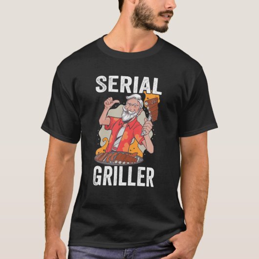 Mens Serial Griller Barbecue Smoking Meat BBQ Gril Tシャツ (正面)