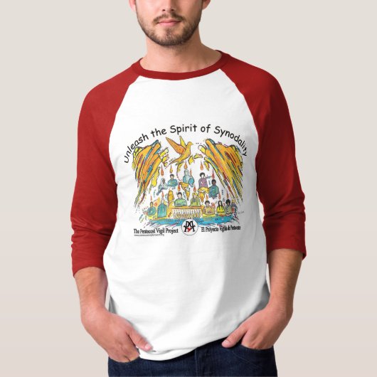 Men's shirt with PVP poster image on front Tシャツ (正面)