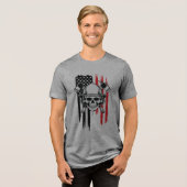 Mens Skull Firefighter  トライブレンドＴシャツ (正面全面)