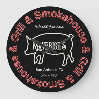 Men's Smokehouse & Grill BBQ Wall ラージ壁時計