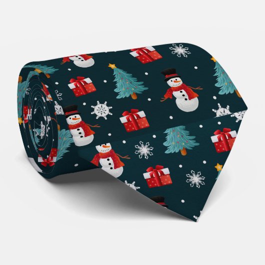 Men's Snowmen Christmas Trees Necktie ネクタイ (ロール)