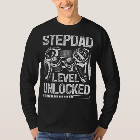 Mens Stepdadレベルのロック解除されたビデオゲーマー父の Tシャツ (正面)