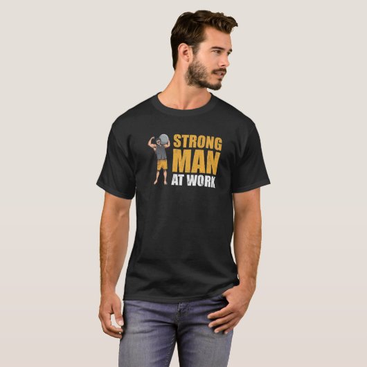 Mens Strongman At Work Bodybuilder Accessories Str Tシャツ (正面フル)