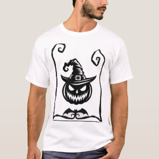 Men's T-shirt with Halloween pumpkin and witch hat Tシャツ