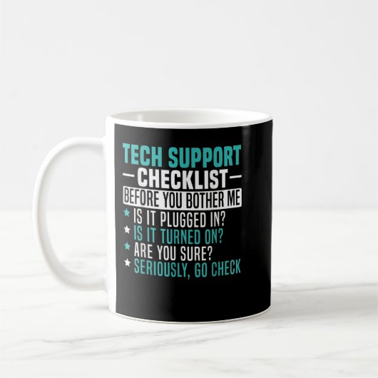 Mens Tech Technical Support Checklist Computer Sys コーヒーマグカップ (左)