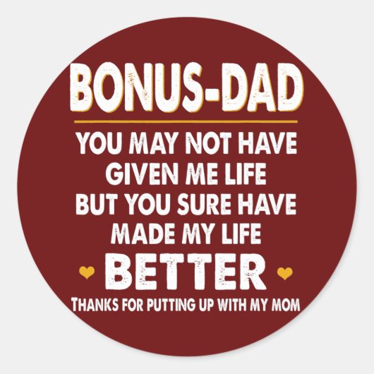 Mens Thank You Bonus Dad For Step Father My Life ラウンドシール (正面)