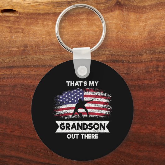 Mens Thatは私の孫でありますアメリカのフットバル キーホルダー (正面)