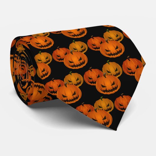 Men's Tie-Halloween Pumpkins  ネクタイ (ロール)