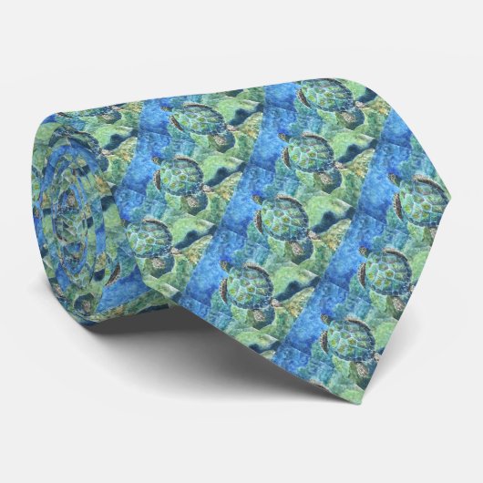 Men's Tie Sea Turtle #2 small print ネクタイ (ロール)