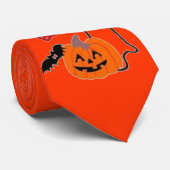 MENS TIES:ハッピーハローウィン-オレンジと黒 ネクタイ (ロール)