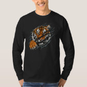 Men's Tiger Ripped Effect Long-sleeved Tshirt Tシャツ (正面)