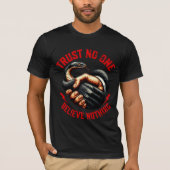 Men's "Trust No One" Skeletal Handshake Tee  Tシャツ (正面)
