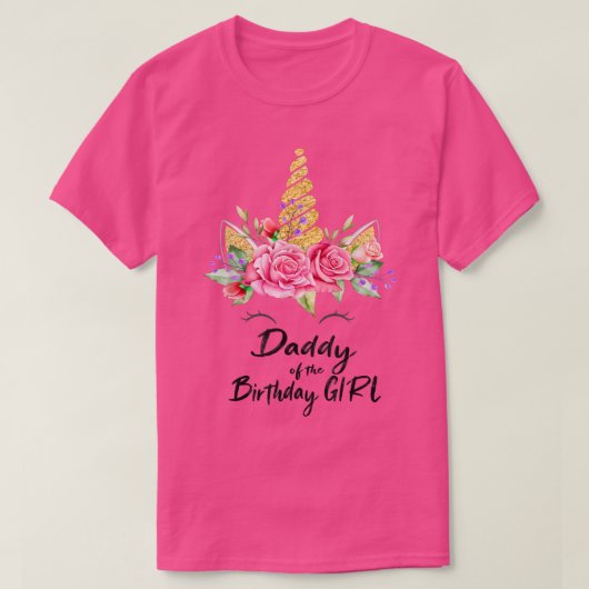 Mens unicorn daddy of the birthday girl matching p tシャツ (デザイン正面)