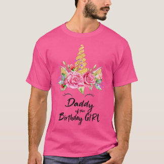 Mens unicorn daddy of the birthday girl matching p tシャツ