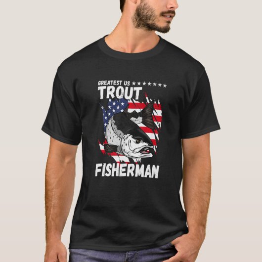 Mens Us Trout Fisherman Artwork American Trout Fis Tシャツ (正面)