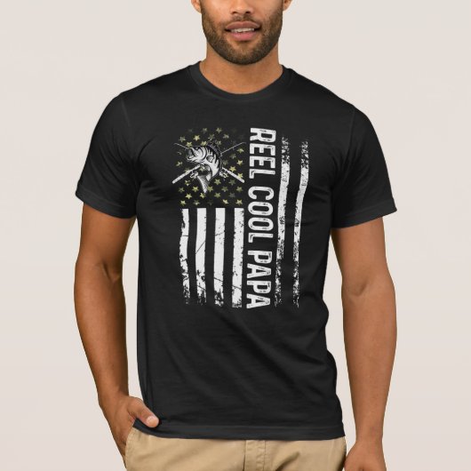 Mens Usa Reel Cool Dad For Papa Fishing Father's Tシャツ (正面)