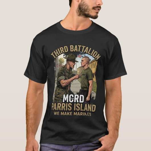 Men's USMC 第三大隊 MCRD パリスアイランド We M Tシャツ (正面)