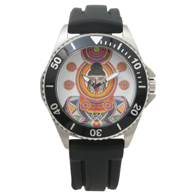 MEN'S WATCH Art by Davey AFRICANA 太陽の SYSTEM 腕時計 (正面)
