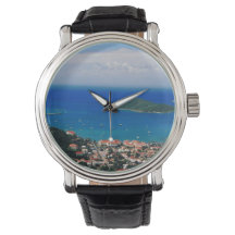Men's Watch with Black Band and カリブの Scene