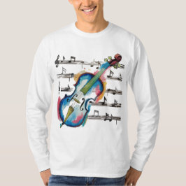 Men's Watercolor Violin Basic Long-Sleeved T-Shirt Tシャツ