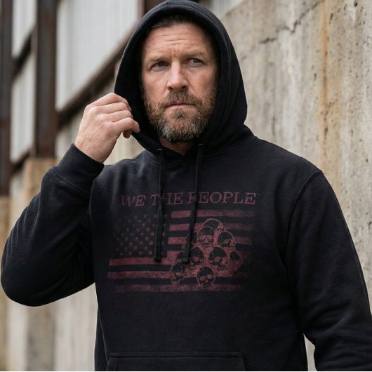 Men's We The People American Flag Skulls Hoodie パーカ