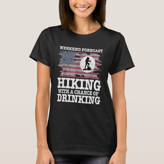 Mens Weekend Forecast Hiking with a Chance of Drin Tシャツ (正面)