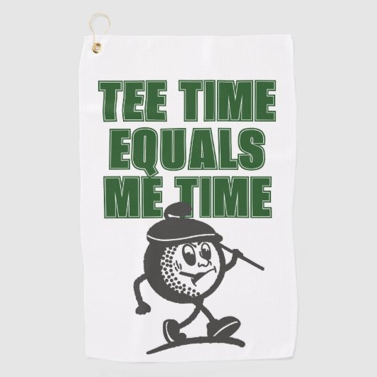 Mens Weekend League Golf Dad Tee Time Equals Me ゴルフタオル (正面)