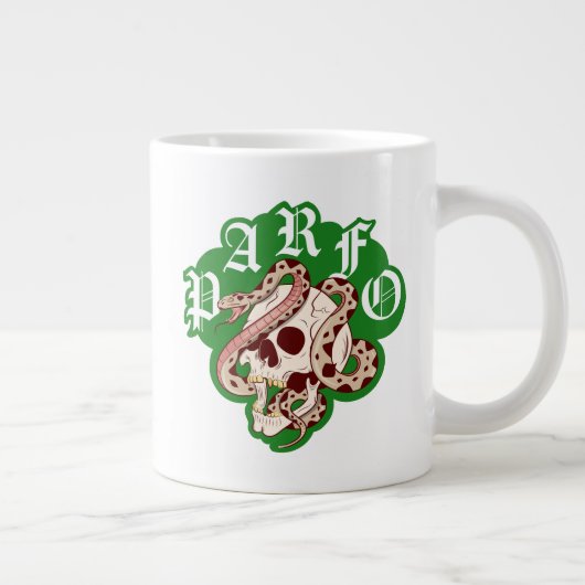 Mens Weekend Scramble Badass Skull Snake Gothic ジャンボコーヒーマグカップ (右)