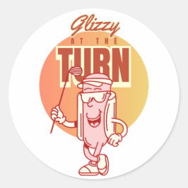 Mens Weekend Scramble Retro Glizzy At The Turn ラウンドシール