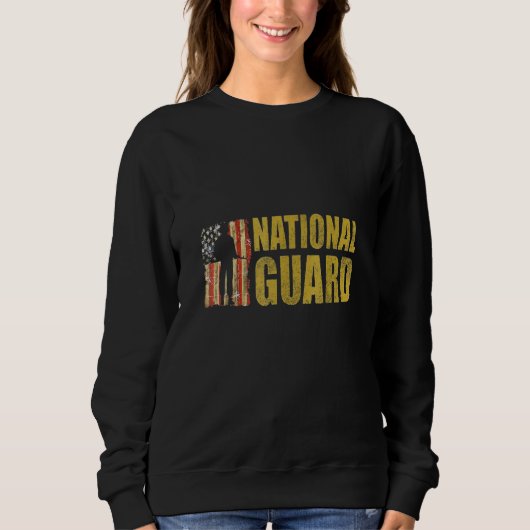 Mens Women National Guard American Flag Proud Patr スウェットシャツ (正面)