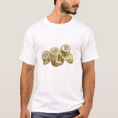 Mens Womensホワイト金ゴールドビットコイン暗号通貨ティー Tシャツ (正面)