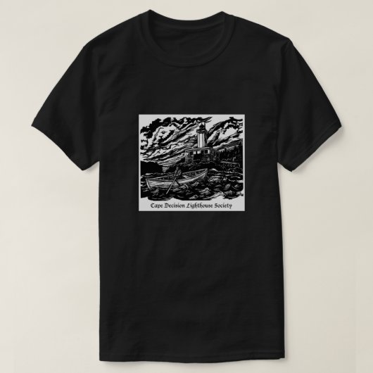 Mens WoodblockロゴTシャツ-黒 Tシャツ (デザイン正面)