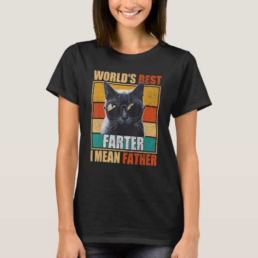 Mens Worlds Best Farter I Mean Father Best Cat Dad Tシャツ (正面)