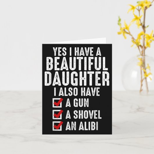 Mens Yes I Have A Beautiful Daughters Sarcastic Da カード (黄色い花)