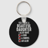 Mens Yes I Have A Beautiful Daughters Sarcastic Da キーホルダー (正面)